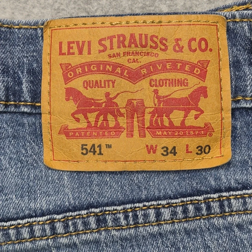 Levis 541 Jeans Mens 34x29 Athletic Tapered Blue Denim Pants Classic Medium Wash